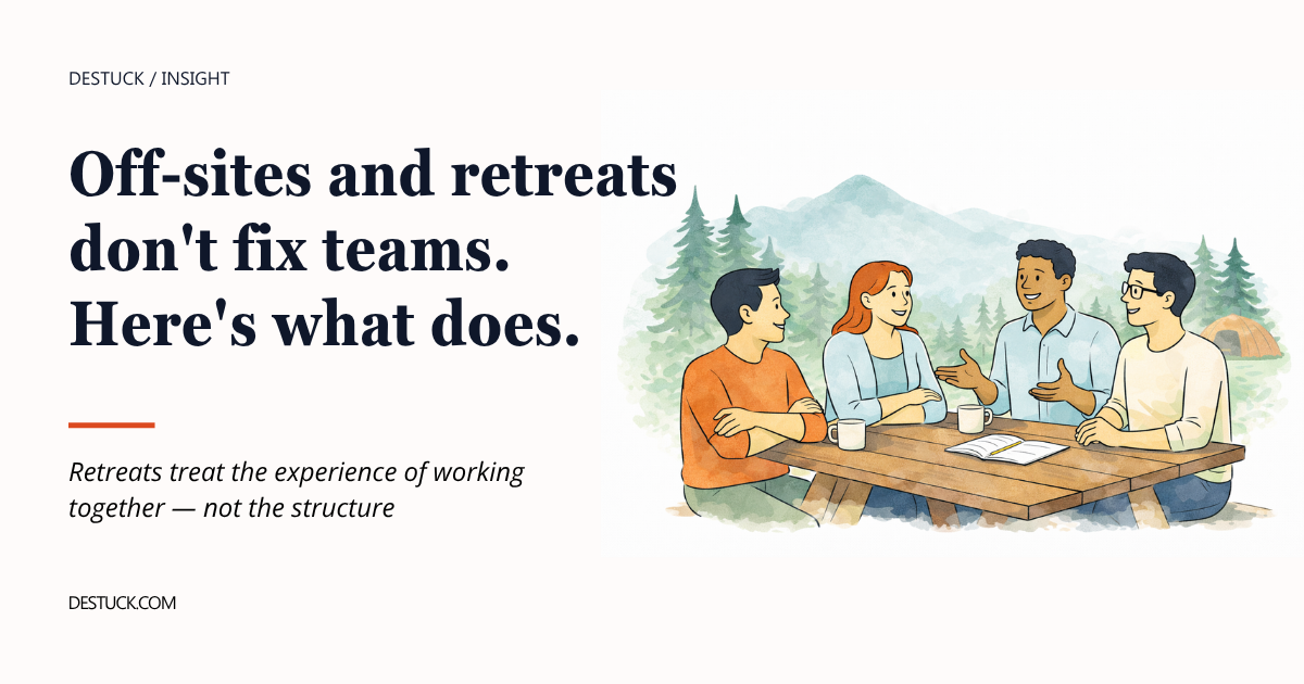 Team retreats versus structural fixes — why connection fades but systems persist